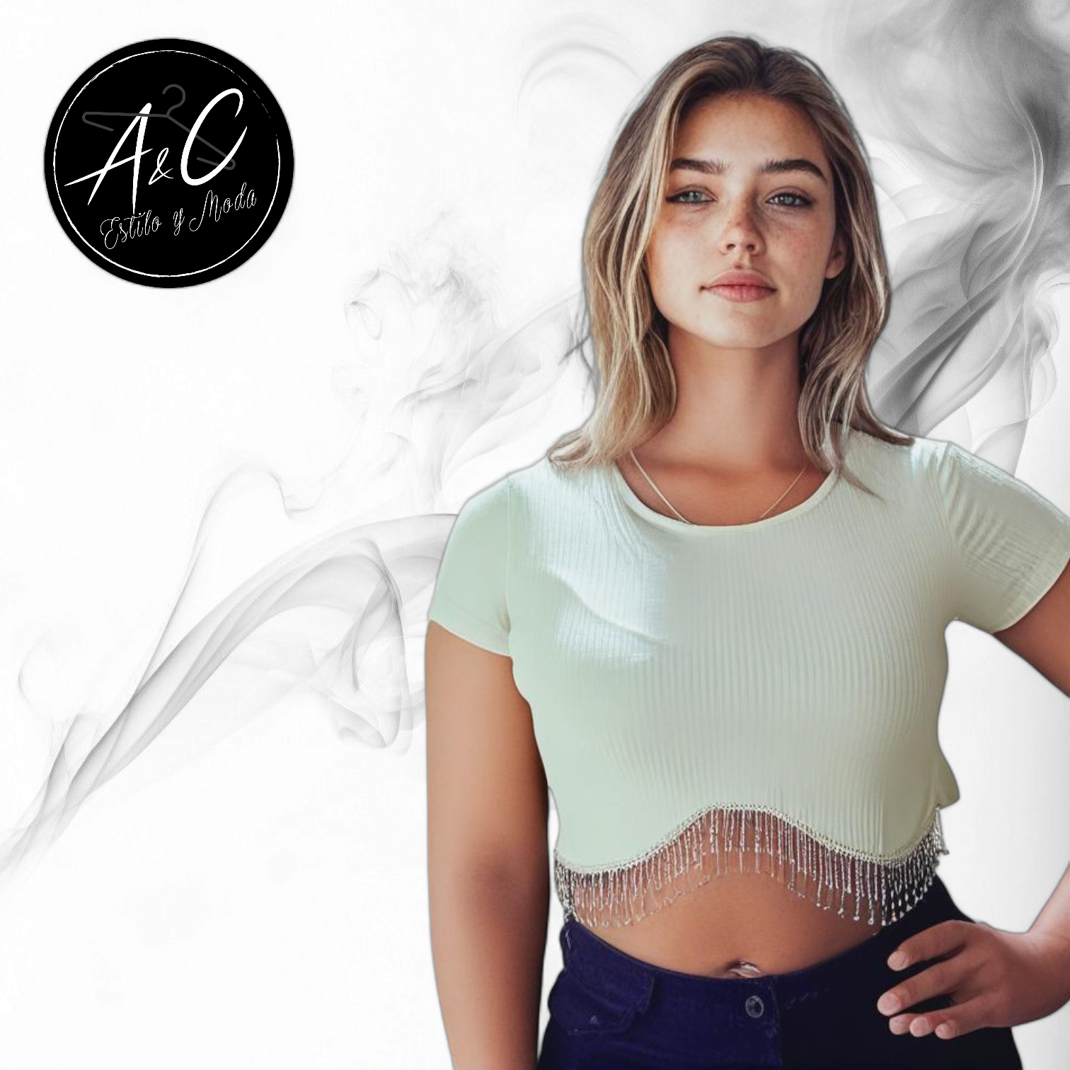 Blusa Crop Top con Flecos