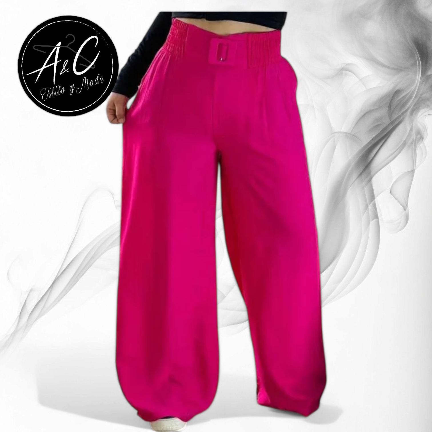 Pantalón Palazzo con Cinturón Ancho