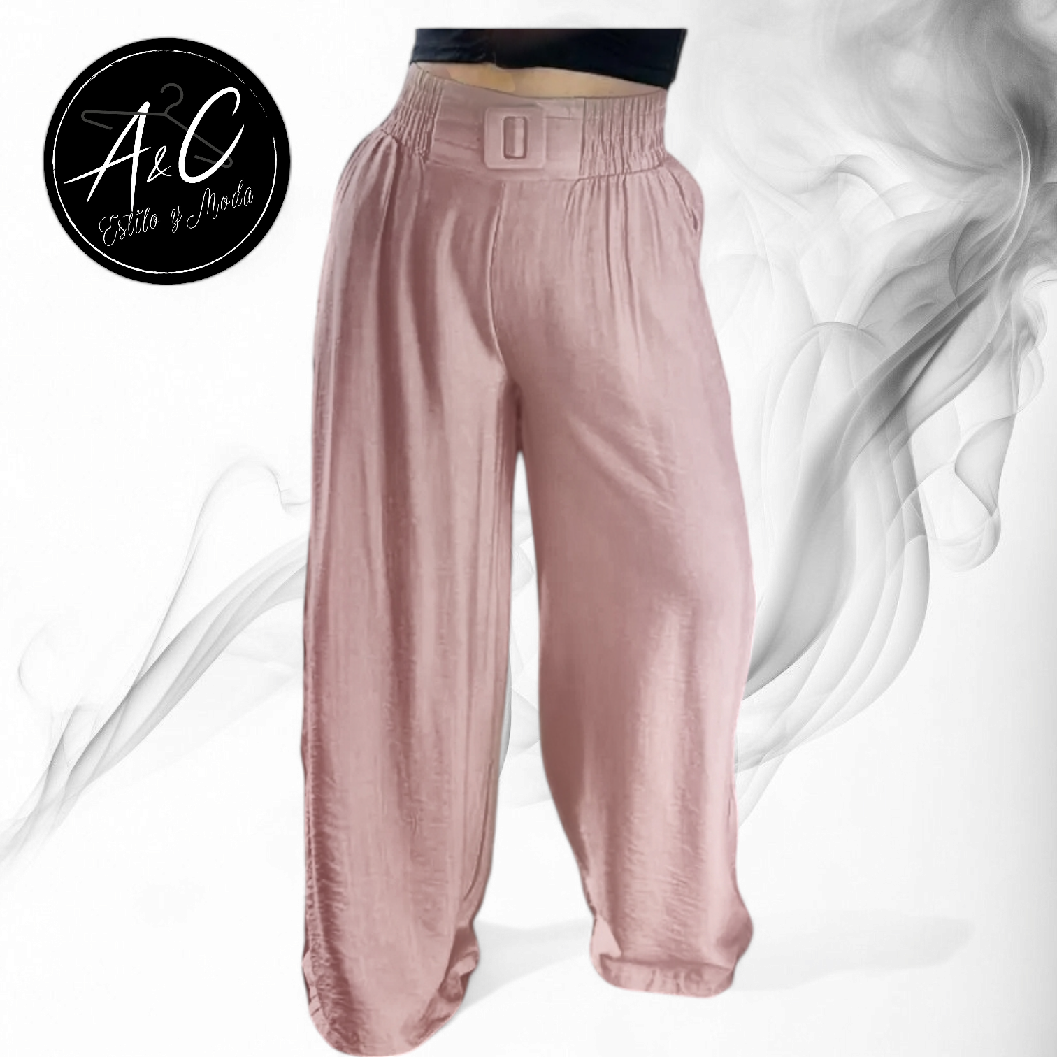 Pantalón Palazzo con Cinturón Ancho