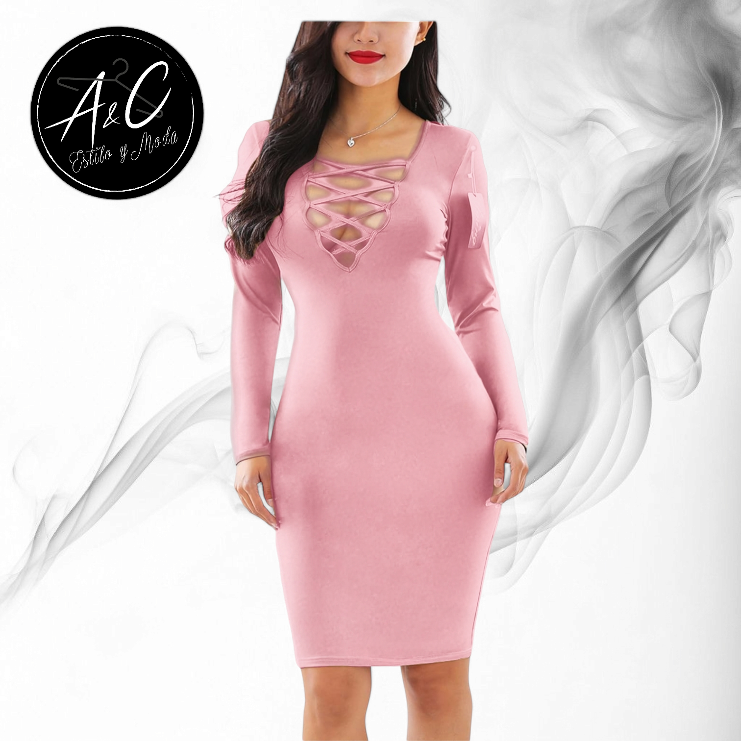Vestido Ajustado escote de cordon