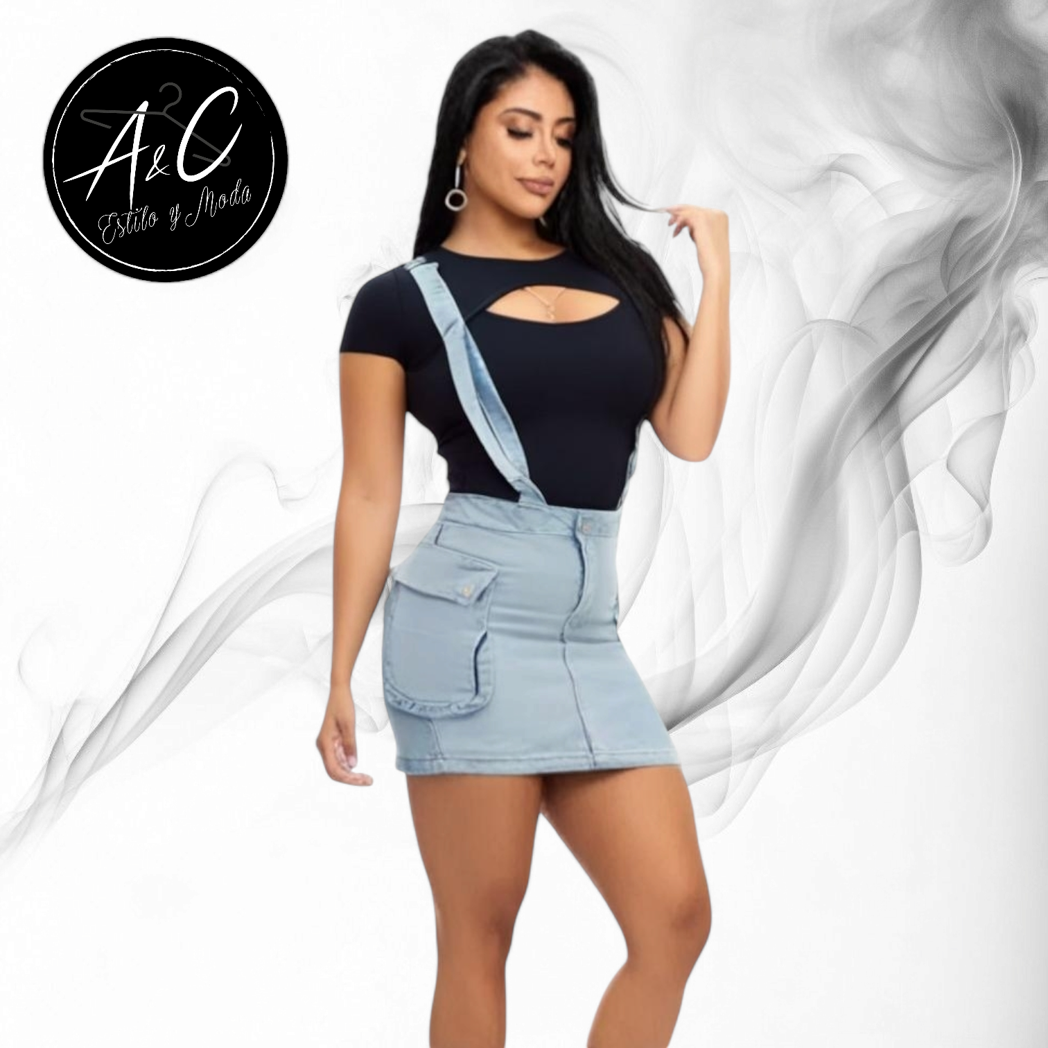 Falda con Tirantes Denim