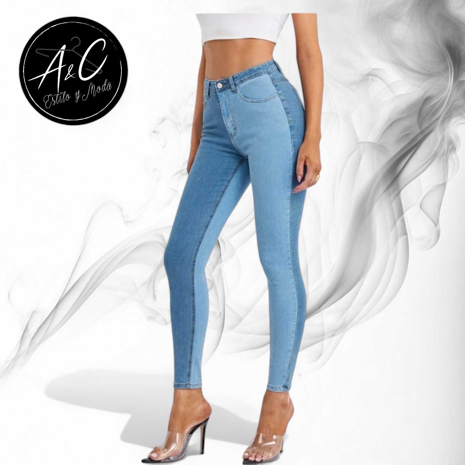 Pantalon Jeans Skinny Bicolor