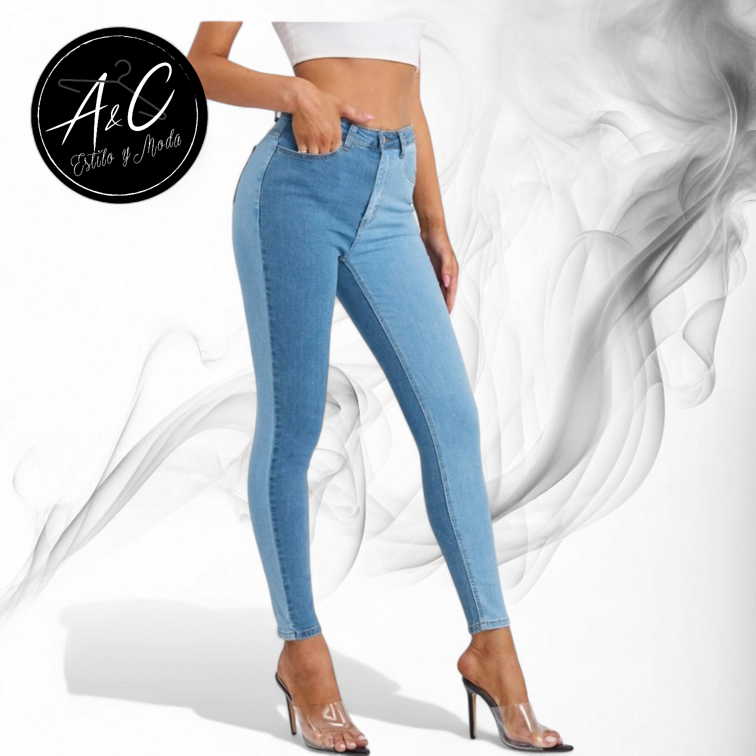 Pantalon Jeans Skinny Bicolor