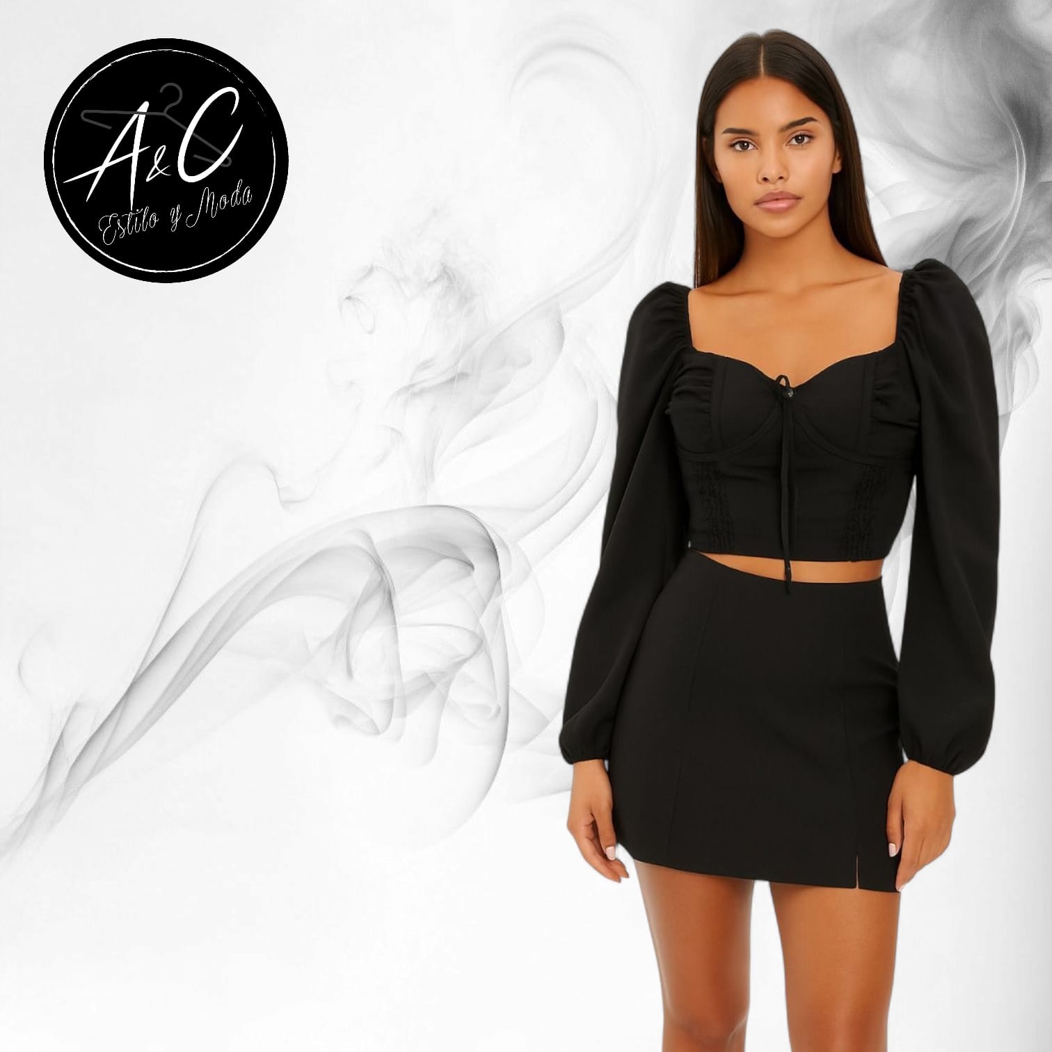 Conjunto de noche en material peruano